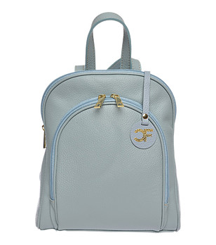 Дамска кожена раница в син нюанс снимка