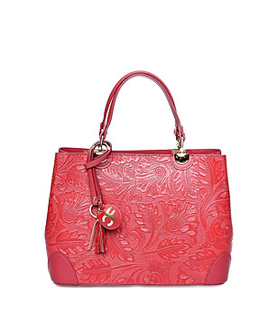 Дамска кожена чанта Megan в червено снимка