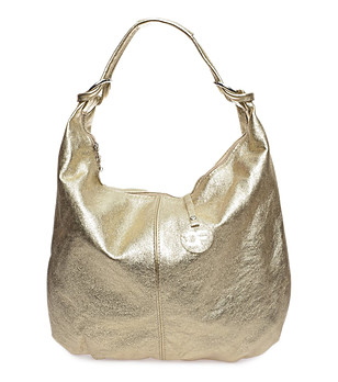 Златиста дамска чанта от естествена кожа Noya снимка