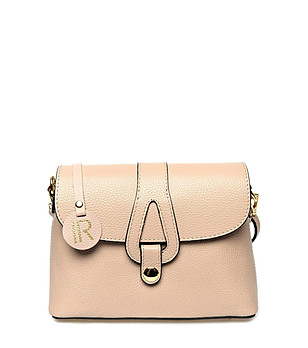 Дамска чанта от естествена кожа в цвят пудра  снимка