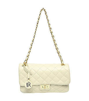 Бежова кожена малка дамска чанта Laura снимка