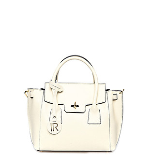 Кокетна бежова дамска чанта от естествена кожа Monic снимка