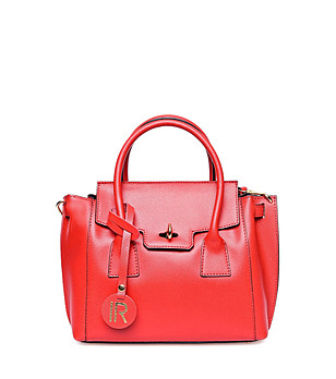 Кокетна дамска чанта от естествена кожа Monic в червен нюанс снимка