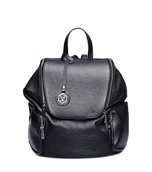 Черна дамска кожена раница Emilia снимка