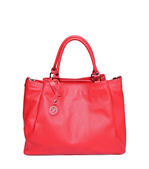 Дамска чанта от естествена кожа в червено снимка