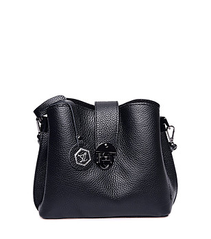 Черна дамска чанта от естествена кожа Cordelia снимка