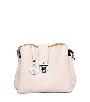 Светлобежова дамска чанта от естествена кожа Cordelia снимка