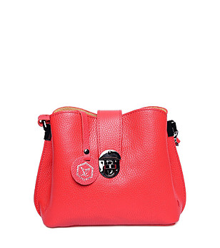 Червена дамска чанта от естествена кожа Cordelia снимка