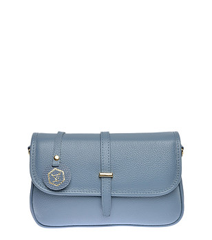 Дамска кожена чанта в синьо снимка