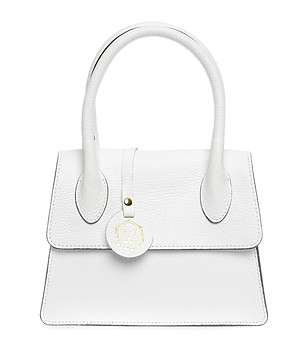 Малка бяла дамска кожена чанта снимка