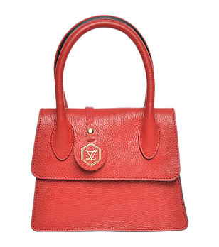 Малка червена дамска кожена чанта снимка