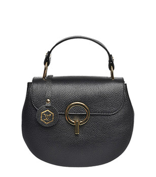 Кожена черна дамска чанта за през рамо Trina снимка