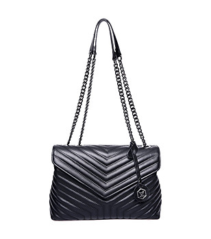 Черна дамска чанта от естествена кожа Rinea снимка