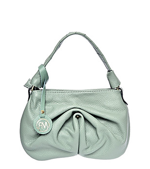 Кожена зелена малка чанта  снимка