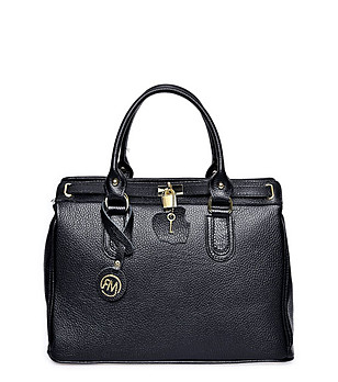 Дамска черна коженa чанта Zita снимка