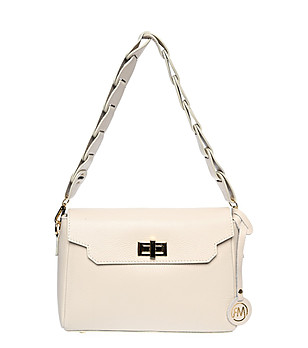 Светлобежова дамска кожена чанта Bretta снимка