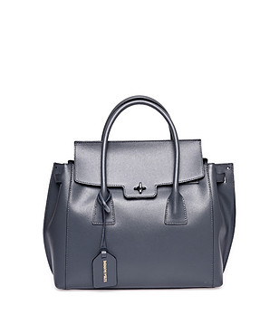 Сива дамска чанта от естествена кожа Sidney снимка