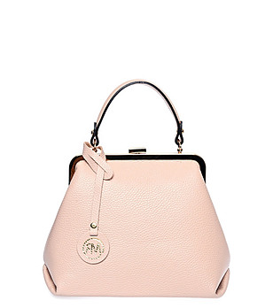 Дамска чанта от естествена кожа в цвят тъмна пудра Rina снимка