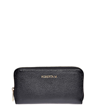 Дамски портфейл от естествена кожа в черен цвят Biana снимка