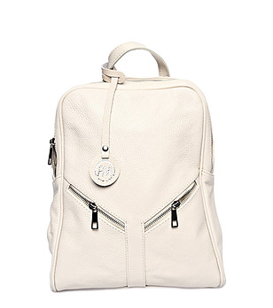 Светлобежова дамска кожена раница Ramira снимка