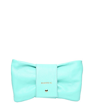 Дамска кожена чанта в тюркоаз снимка