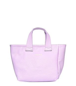 Дамска светлолилава чанта от естествена кожа снимка