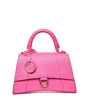 Цикламена дамска чанта от естествена кожа  снимка