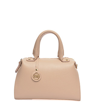 Дамска кожена чанта в цвят пудра снимка