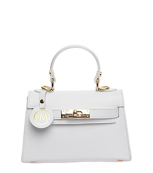 Малак бяла дамска кожена чанта за рамо снимка