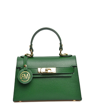 Малак зелена дамска кожена чанта за рамо снимка