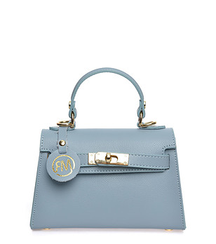 Малак синя дамска кожена чанта за рамо снимка