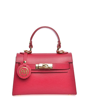 Малак цикламена дамска кожена чанта за рамо снимка