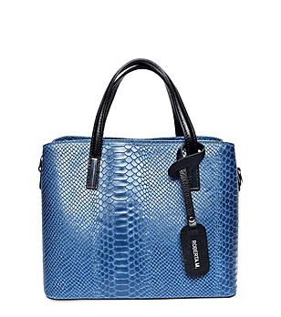 Дамска кожена чанта в син нюанс Jane снимка