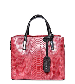 Дамска кожена чанта в червен нюанс Jane снимка