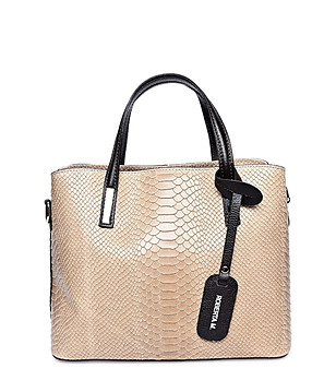 Дамска кожена чанта в бежов нюанс Jane снимка