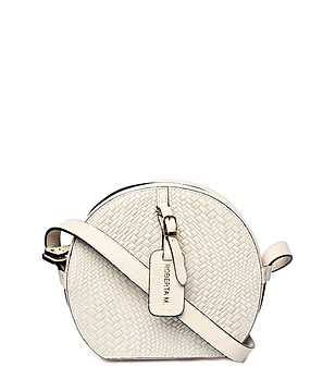 Дамска кожена чанта за рамо в светлобежово Sara снимка