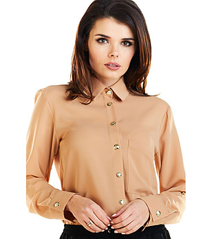 Дамска риза в цвят камел Kalia снимка