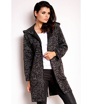 Дамски суитшърт в меланж на черно и сиво снимка