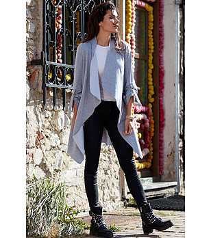 Сива дамска жилетка с памук Rita снимка