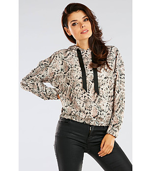 Дамски суитшърт в бежово със змийски принт Tiera снимка