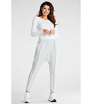 Светлосиво памучно дамско спортно долнище Rada снимка