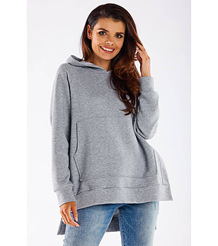 Асиметричен дамски суитшърт в сиво Tita снимка