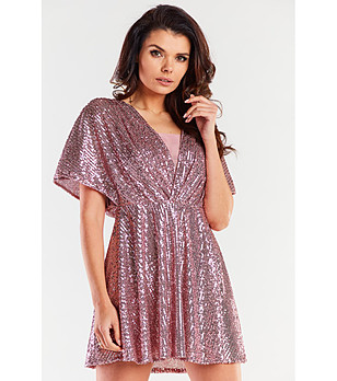 Рокля в розово с пайети Tina снимка