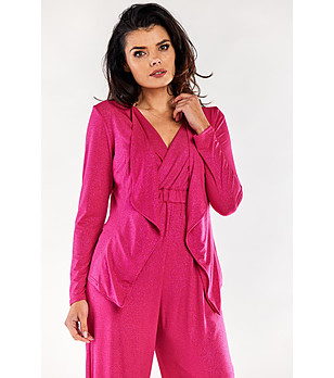 Дамска жилетка в циклама с лъскав ефект Indiasa снимка