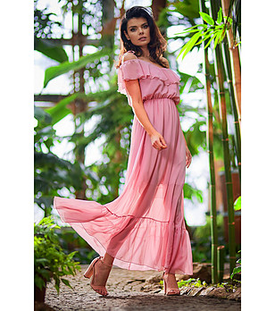 Дълга розова рокля Ena снимка