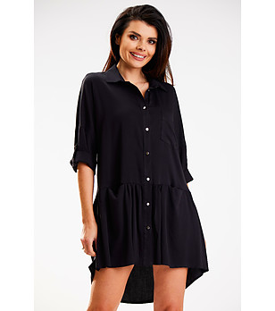 Черна асиметрична рокля Alba снимка