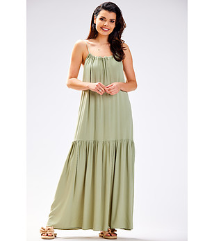 Светлозелена дълга рокля Uma снимка