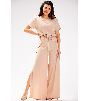 Дамски панталон в бежов нюанс Yara снимка