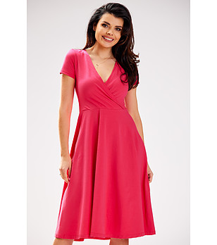 Цикламена памучна лятна рокля снимка