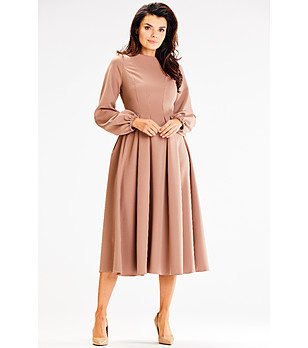 Миди рокля в бежово Ena снимка